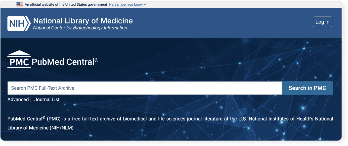 Search interface of PMC